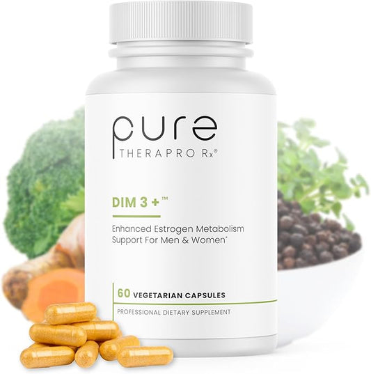 Pure Therapro Rx DIM 3+ | 60 Vegan Caps - 2 Month Supply | DIM, Curcumin & BioPerine, Supports Healthy Estrogen Metabolism in Men & Women, Antioxidant & Detoxification Support, Pharmaceutical Grade