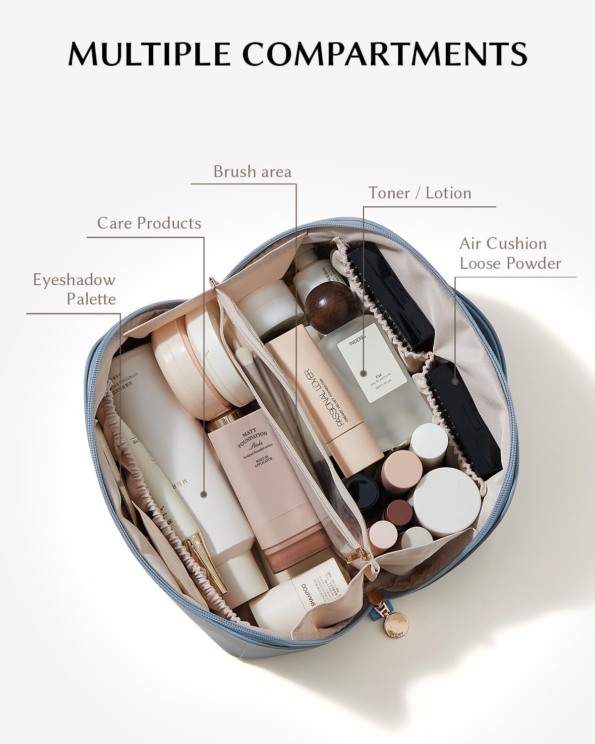 EACHY Travel Makeup Bag,Large Capacity Cosmetic Bags for Women,Waterproof Portable Pouch Open Flat Toiletry Bag Pattern Makeup Bag