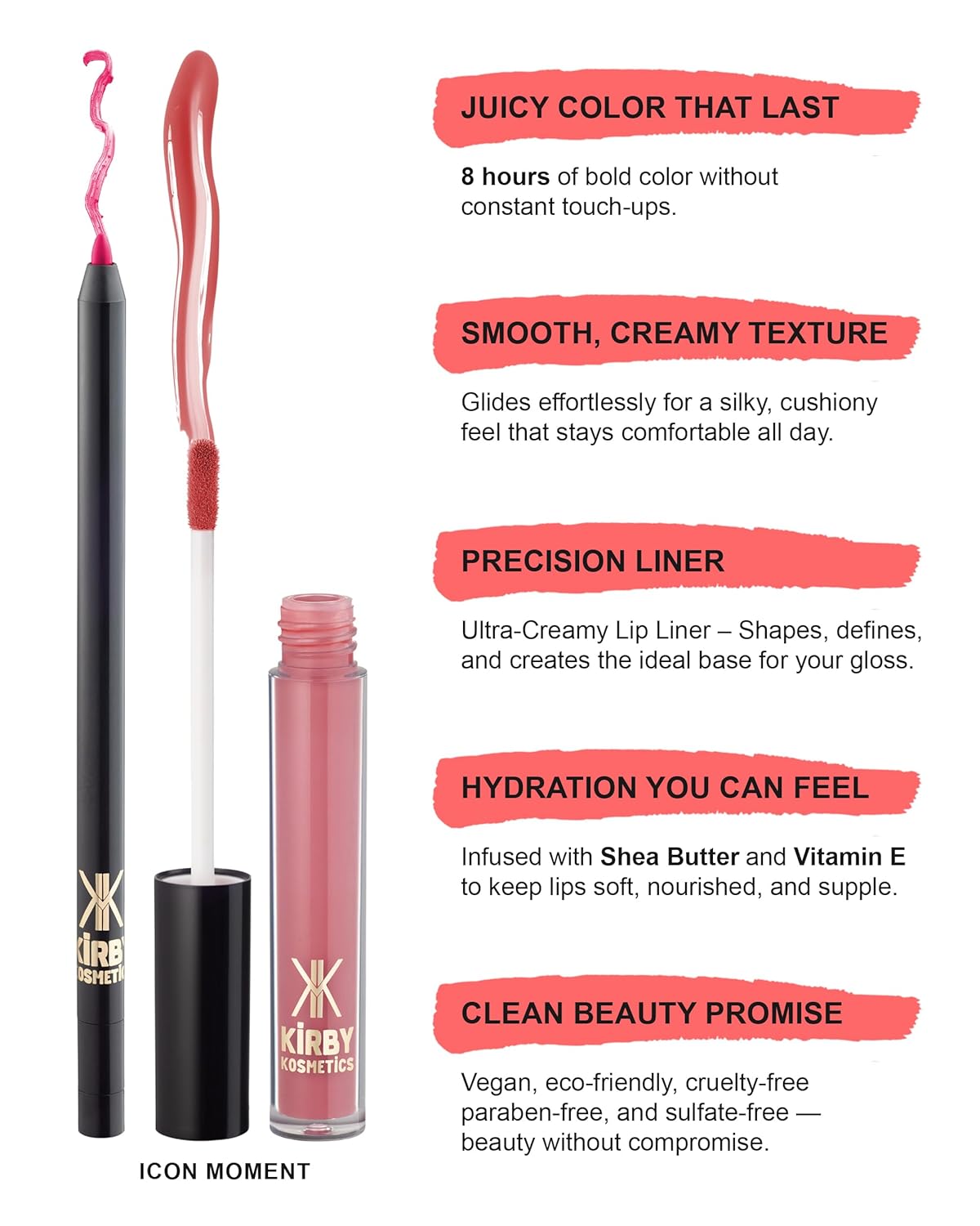 Lip Kit Duo – Icon Moment- TikTok-Viral Precision Liner & Glossy Liquid Lipstick, Clean 2-Step Set with Hydrating Long-Wear Color – Bold Inclusive Beauty for Everyday Konfidence
