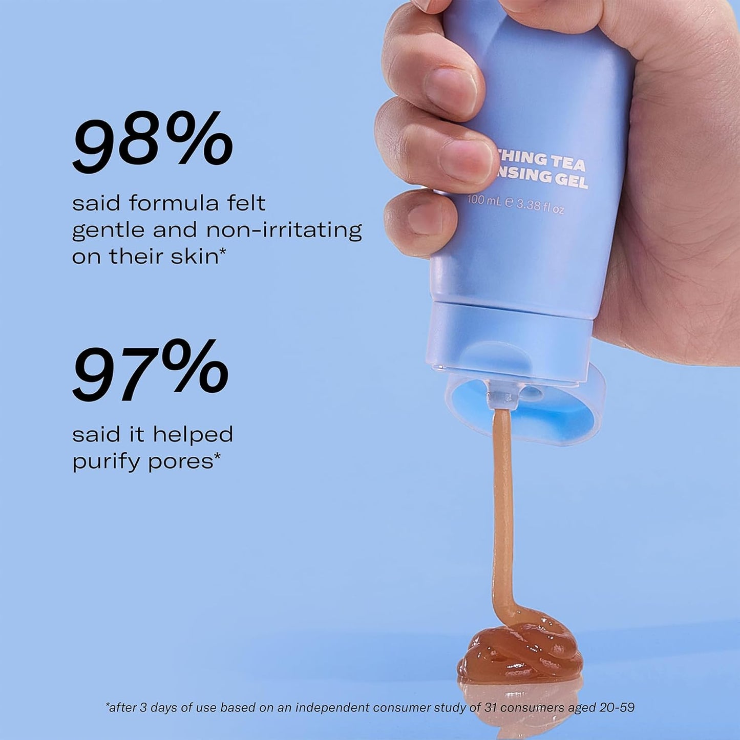 Then I Met You Soothing Tea Cleansing Gel, Vegan-Cruelty-Free Korean Skincare Cleanser with Fermented Rice, Centella, Hydrating Licorice, Glycerin, Exfoliator for Clear Skin Makeup Removal, 3.38 oz