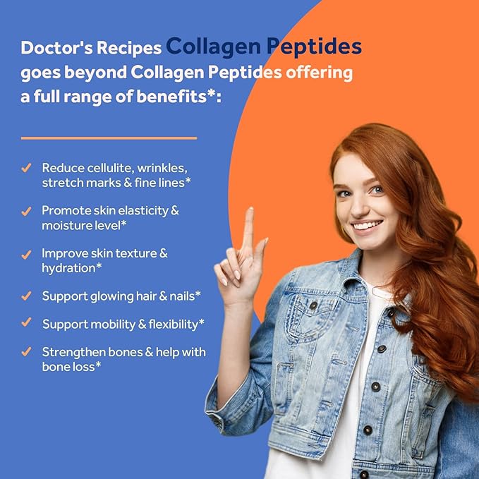 Doctor's Recipes Multi Collagen Peptides with Golden Turmeric, Vitamin C, Biotin, Hyaluronic Acid & Black Pepper, Collagen Supplements for Skin, Hair, Nail, Collagen for Women and Men, 90 Caps
