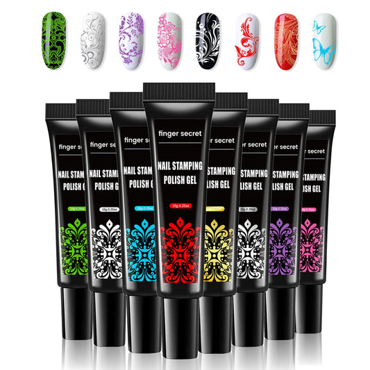 Nail Stamping Gel Polish Kit 8 Colors Nail Stamping Polish Gel Unleash Your Creativity with Nail Art Kit Ideal for Home User and Nail Salon SET2