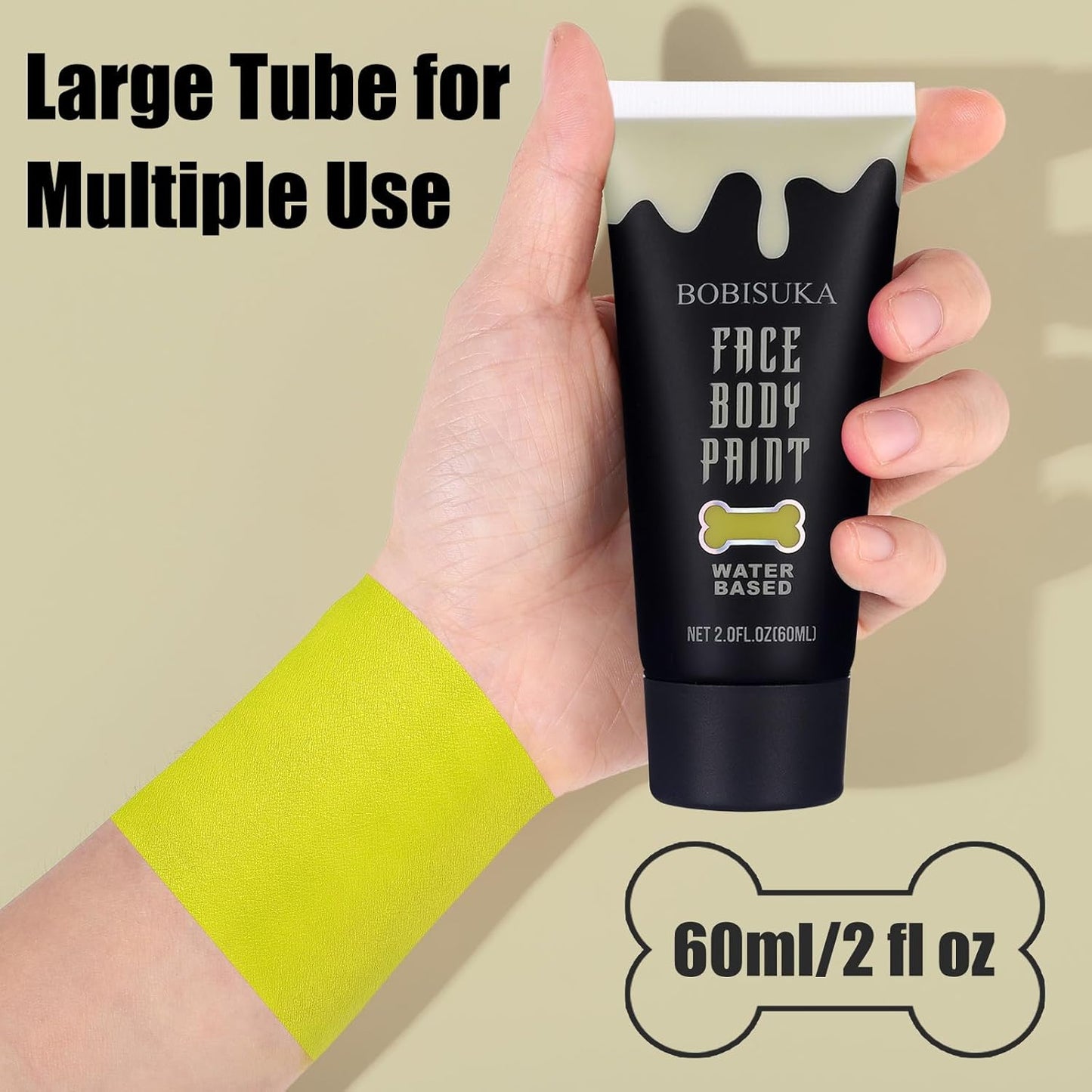 BOBISUKA Ogre Green Face Body Paint, Water Based Face Painting for Art Theater Halloween Party Cosplay Clown SFX Makeup for Women Adults, Non-Toxic Washable