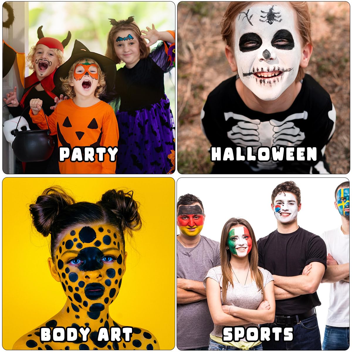 Bowitzki Face and Body Paint 2oz Cream Makeup 60ml Water Based Face Painting Special Effects For Adults Children Kids Halloween Christmas Party Stage Cosplay (Grey)