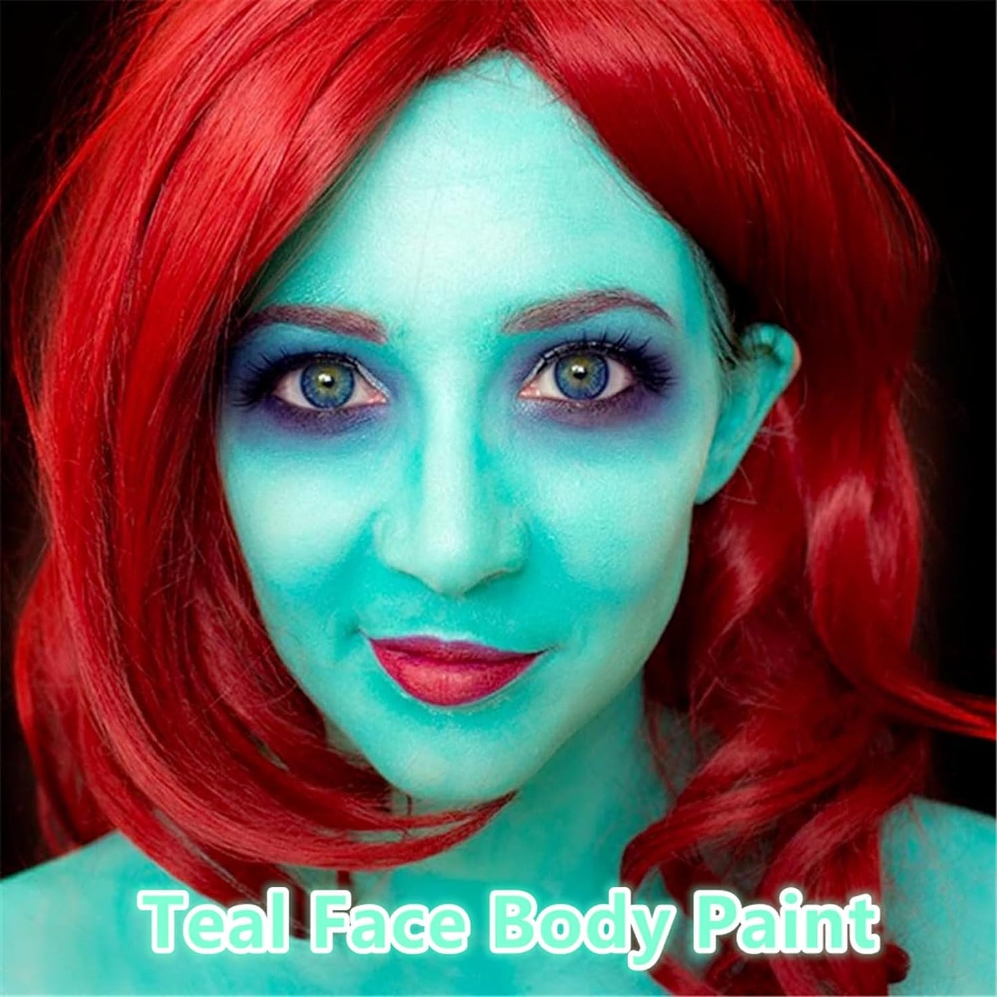 Go Ho Teal Face Paint Stick,Water Based Cream Teal Face Body Paint Washable,Smooth Face Painting Kit for Kids and Adults,Halloween Costumes Cosplay SFX Makeup