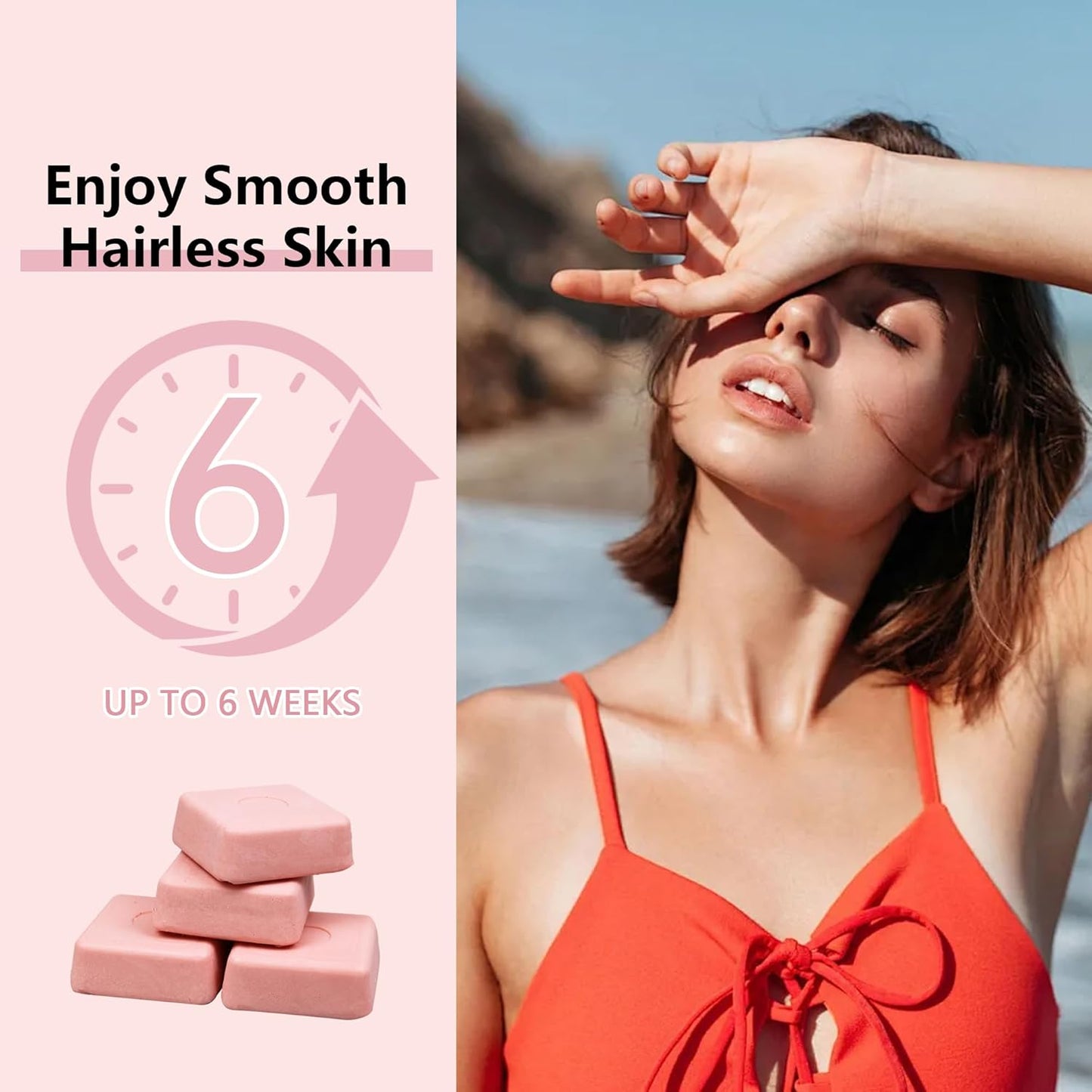 Hard Wax, 1lb Wax Blocks for Hair Removal Sensitive Skin with Rose Formula, Perfect for Full Body, Facial, Brazilian Bikini, and Legs at Home Wax Refill for Women Men