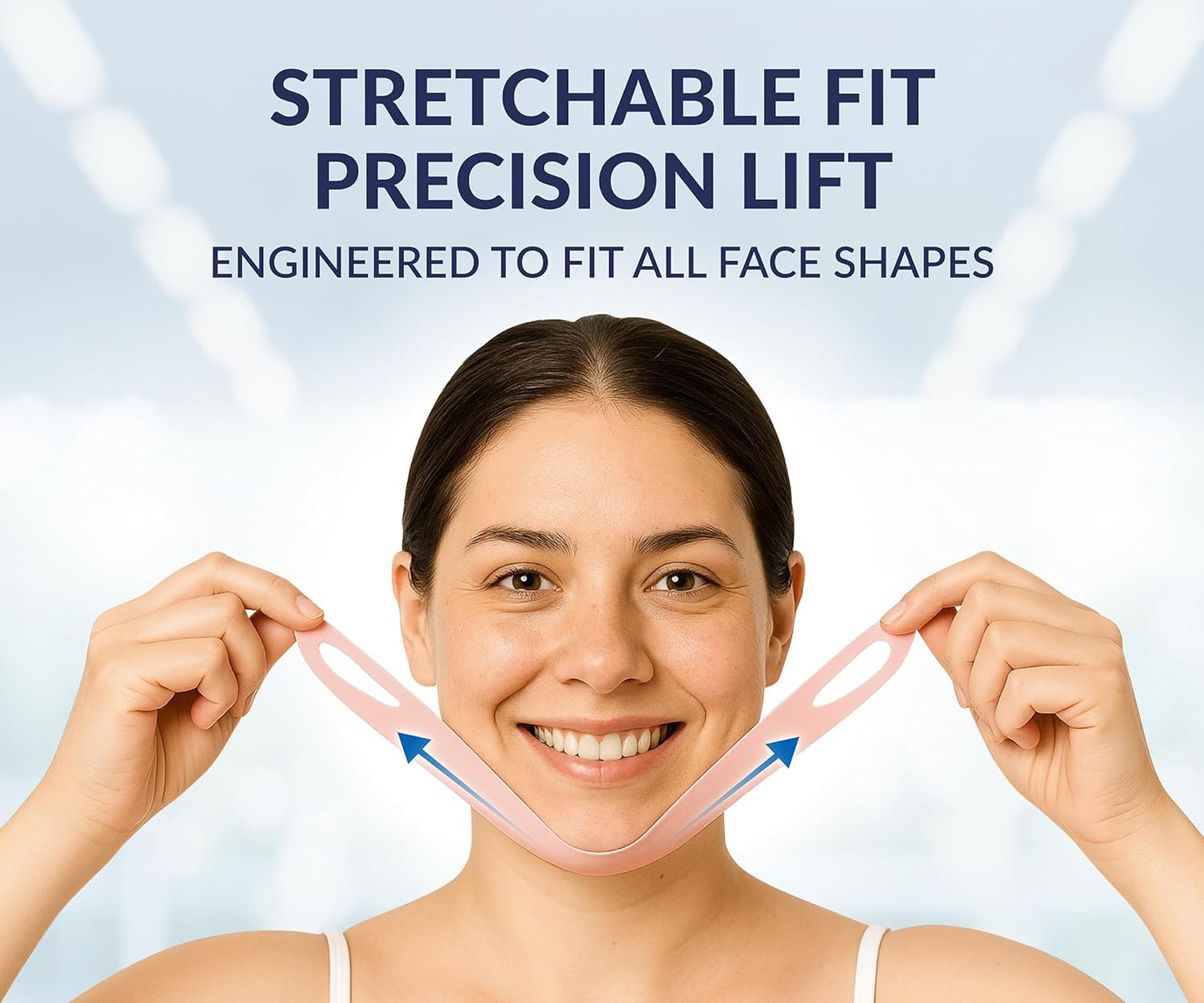 STYLIA V Line Lifting Collagen Face Mask - Lift, Firm & Contour Jawline - Double Chin Strap with Hyaluronic Acid & Aloe Vera - Hydrating Neck & Face Tightening Mask - Chin Strap for Sleeping (10PC)