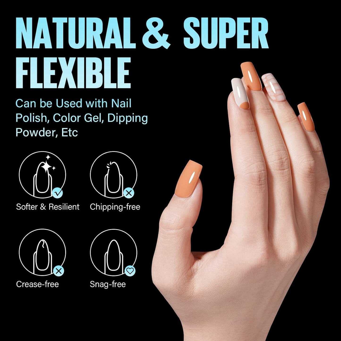 TOMICCA Short Square Nail Tips, 240Pcs Half Matte Press on Full Cover Acrylic Nails, 12 Sizes Soft Acrylic Fake Nail Tips for Nail Extension Art Home DIY Nail Salon