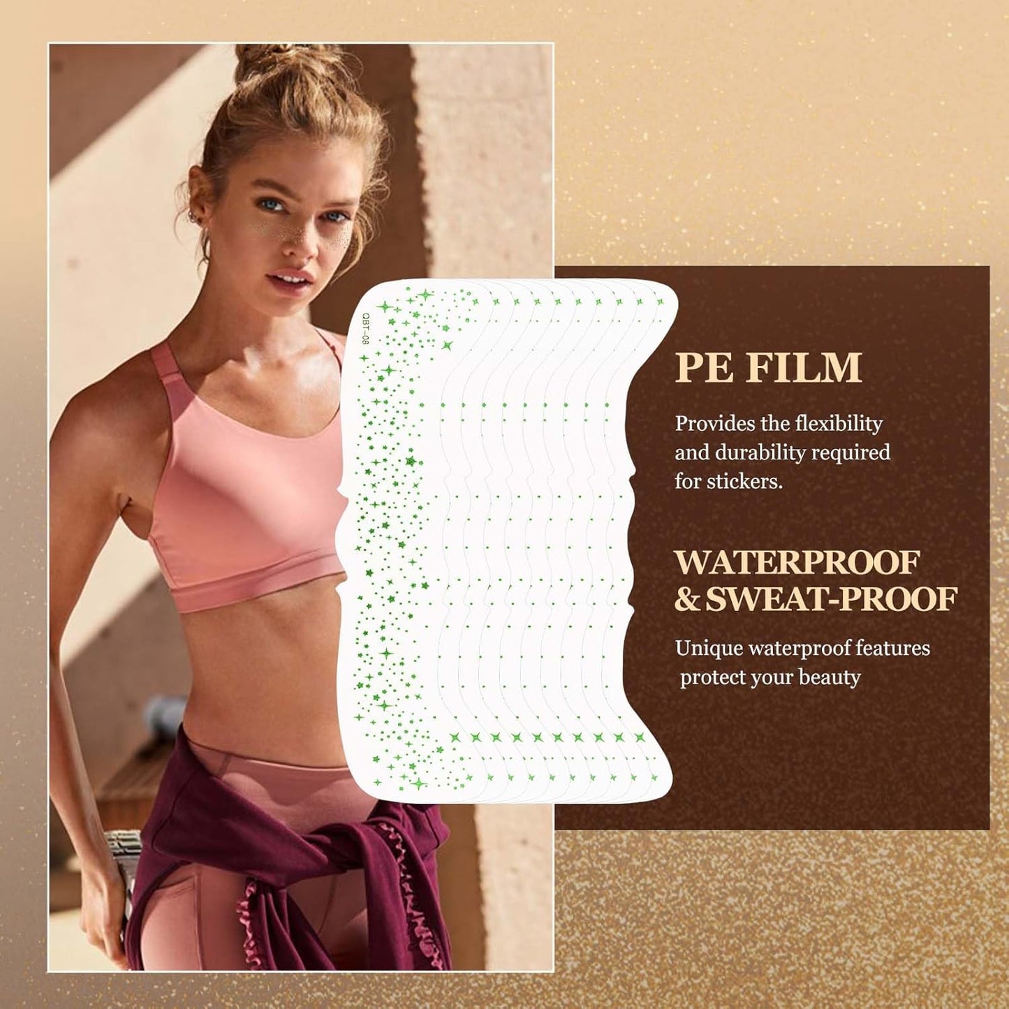 10 Pcs Glitter Freckles Face Tattoo, Face Glitter Makeup Patches, Waterproof Sparkle Freckles Tattoo Fairy Makeup Accessories For Women (Green)