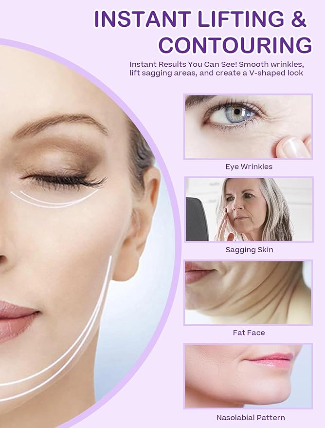 ACADA Face Lift Tape Neck Tape Lifting Invisible for Lifting Sagging Skin, Facial Tape for Wrinkles, Breathable, Strong Adhesive, 80pcs Face Tapes with 8Dark Bands