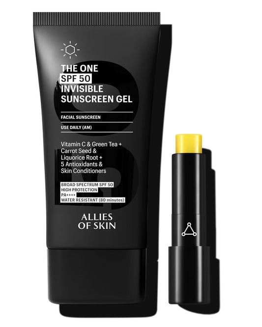 Allies of Skin Daily Face Sunscreen SPF 50 & Ceramide Repair Lip Balm | Hydrating Skincare for Sun Exposure | Dermatologist Tested Formulas For All Skin Types | (1.7 oz, 0.13 oz)
