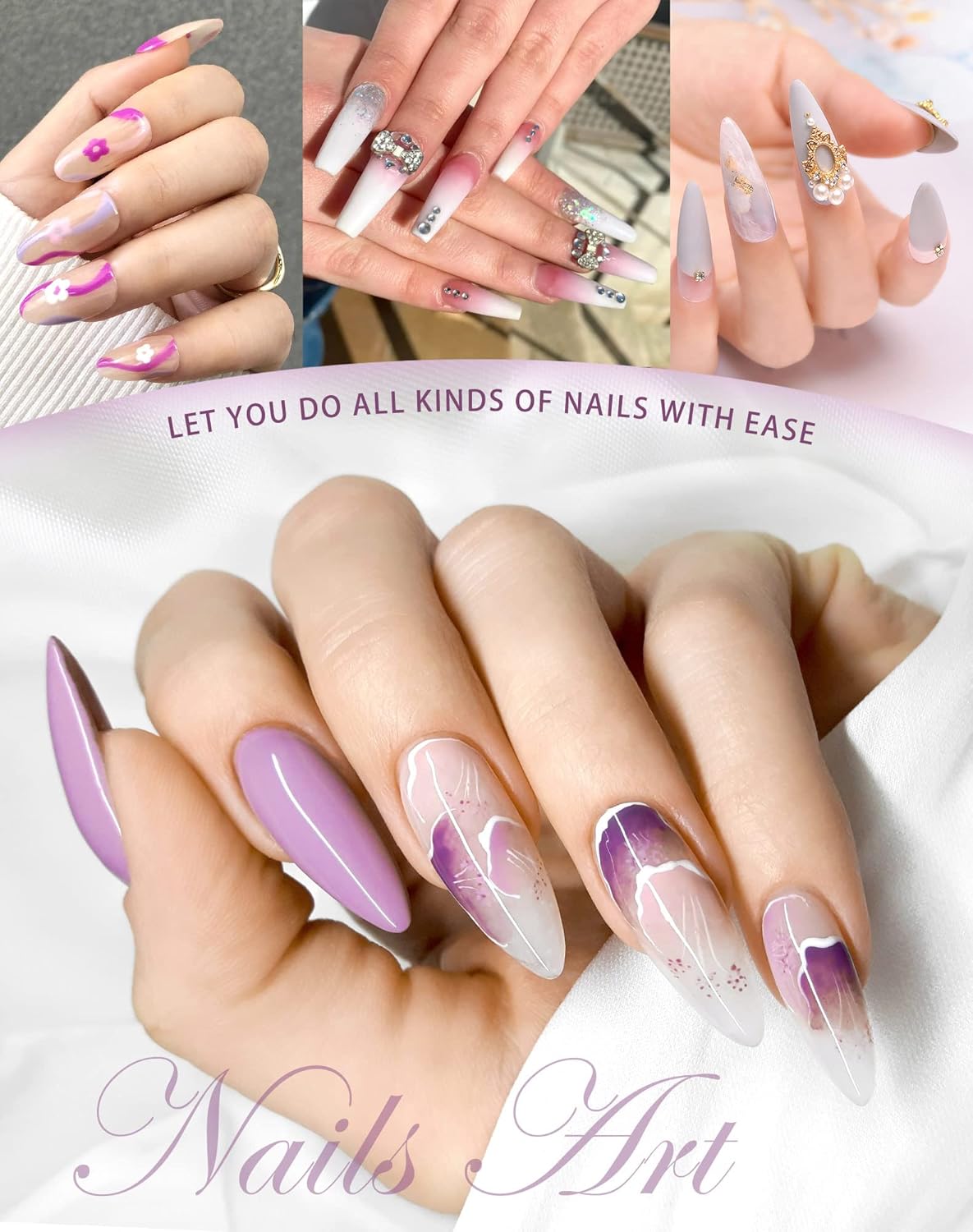 Maryton Nail Buffer Sanding Block Polisher Buffing File 60/100 Grit for Acrylic Nail Art Kit Manicure Tools 10 PCS (Black Purple)