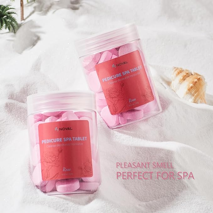 NOVAL Pedicure Spa Tablet - Fast Dissolving, Gentle & Portable Foot Soak for Softening Calluses & Hydrating Skin, Rose Scent