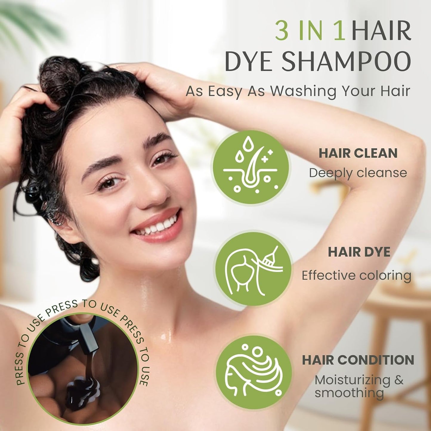 Blonde Brown Hair Dye Shampoo 3 in 1, Instant Natural Hair Color Shampoo Hair Dye for Women & Men, Root Touch Up & Easy To Use & Lasts 3-4 Weeks & All Hair Types, 16.9 fl.oz