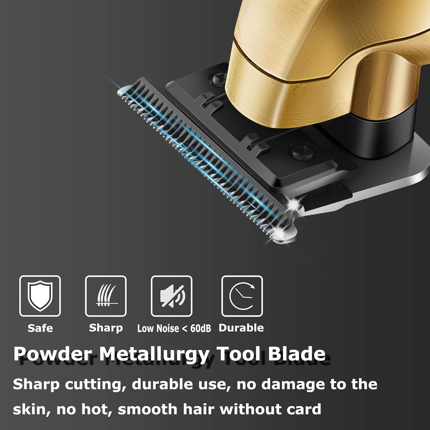 KEMEI 2293 Professional Hair/Beard Trimmer for Men Zero Gapped Hair Clippers for Barber with T Blade, Cordless Rechargeable, Gold