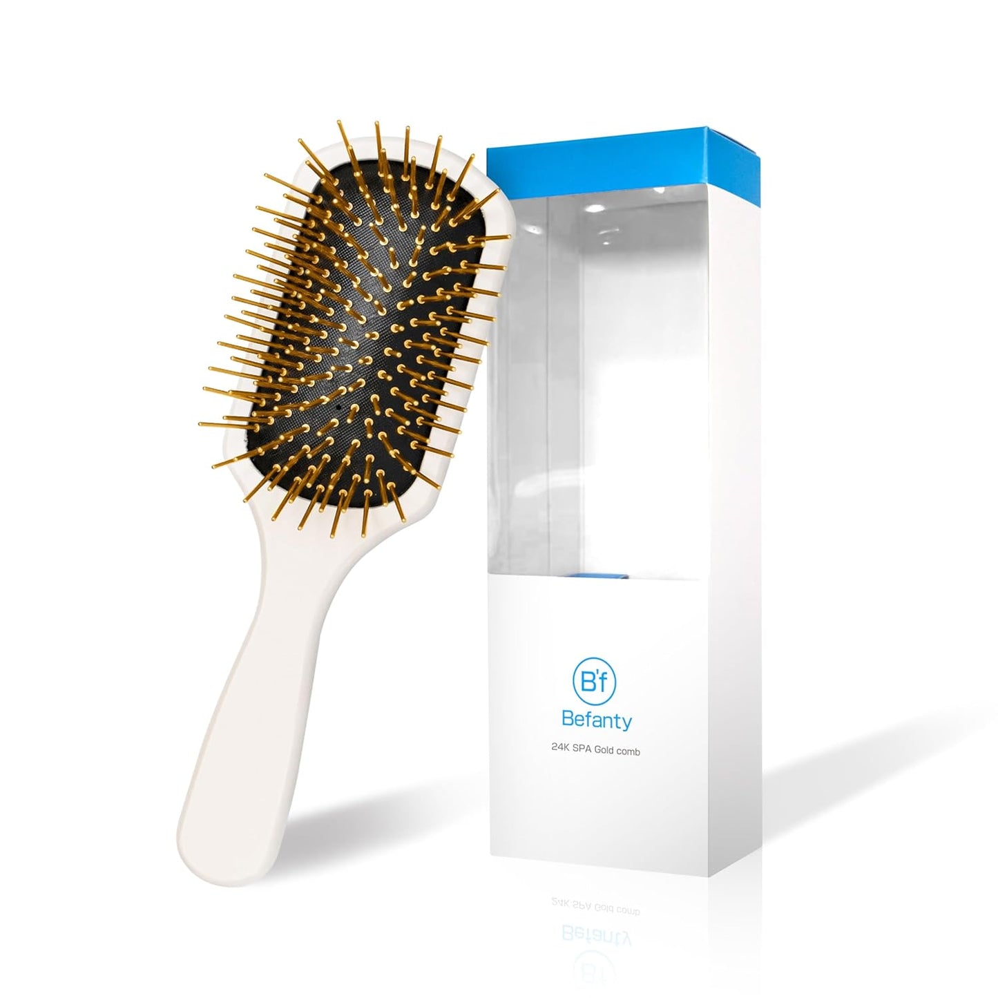 24K Gold Plated Paddle Hair Brushes for Women, Brush for Curly Hair, Detangling Brush for Wet & Dry, Detangler for All Types, Hair Styling Tool for Blow Drying, Luxury Salon Quality