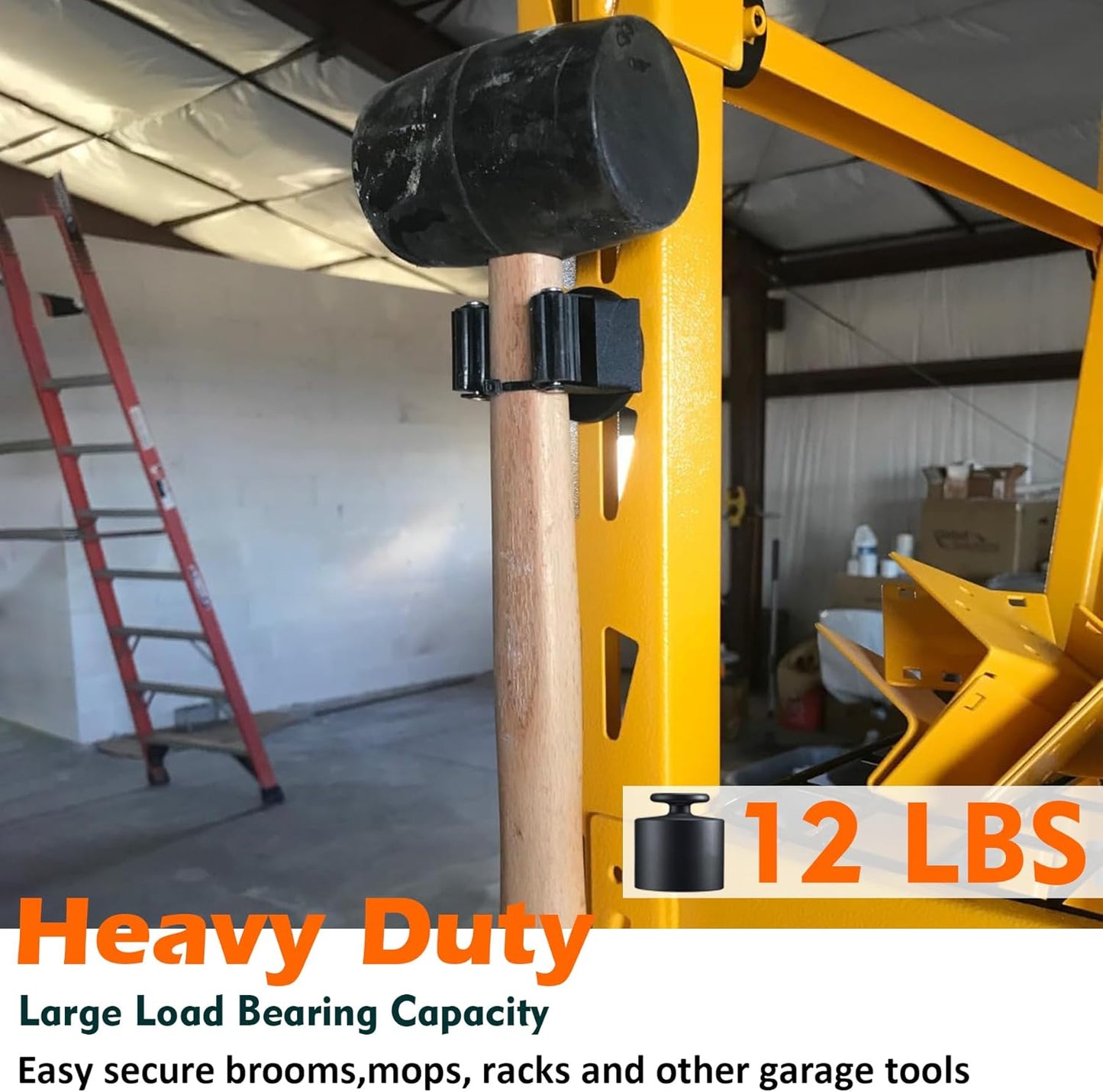 MUTUACTOR Magnetic Broom Holders,8PCS Anti-Slip Magnetic Mount Storage Broom Holder with Rubber Grippers, 12lbs Heavy Duty Magnetic Tool Holder for Work Garage Laundry Kitchen RV Van Accessories