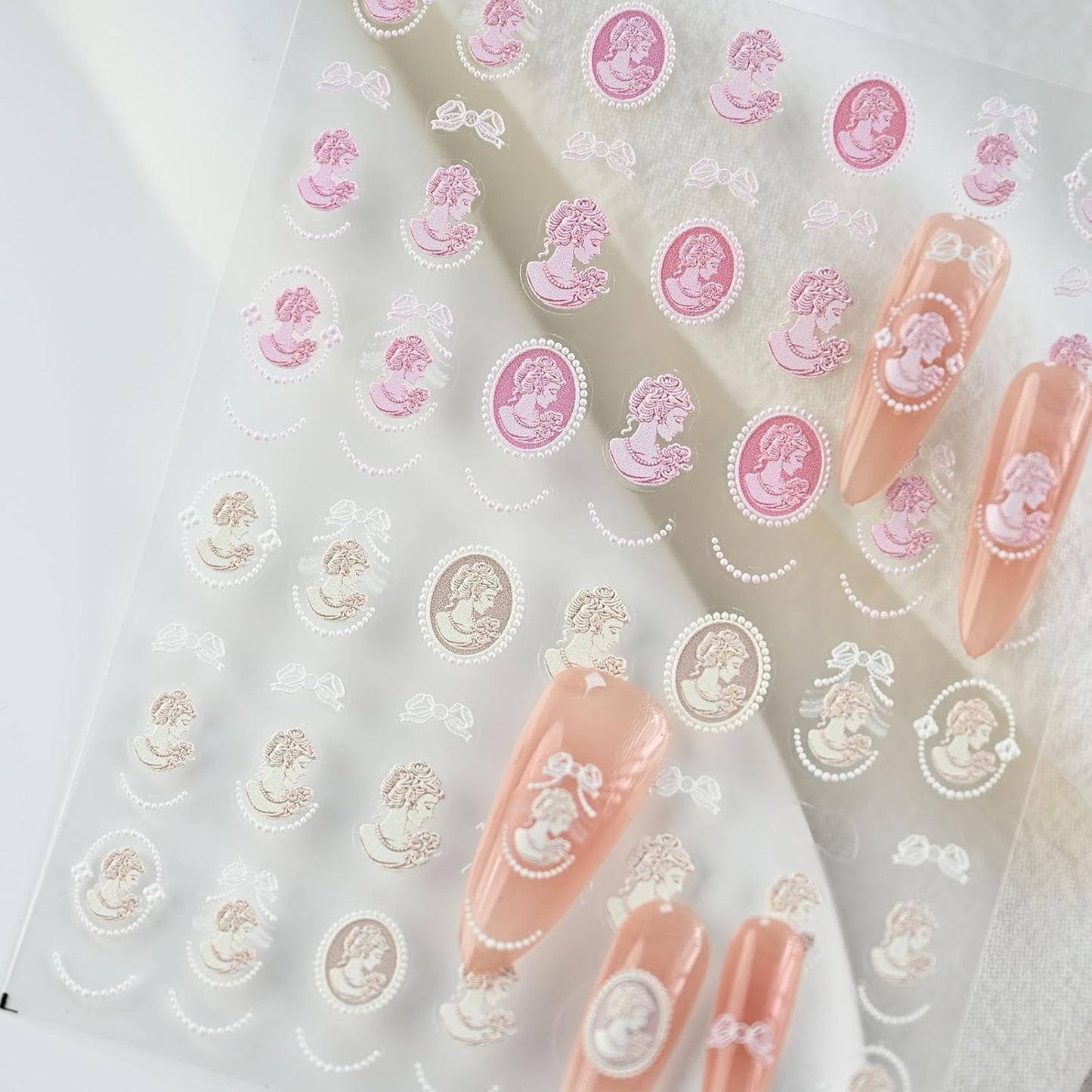 Head Sculpture Nail Art Stickers, Embossed Vintage Decals for Design, Self-Adhesive Accessories for Women, Nail Supplies