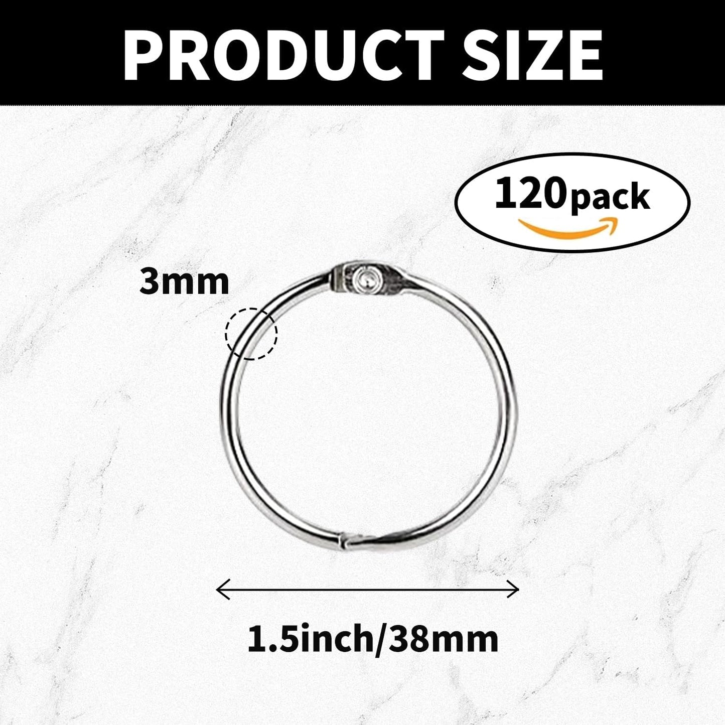 1.5 Inch Loose Leaf Binder Rings (120 Pack), Nickel Plated Small Metal Book Rings for Index Cards, Documents, Keychains, DIY Crafts, Office, School, and Home Supplies (1.5-inch)