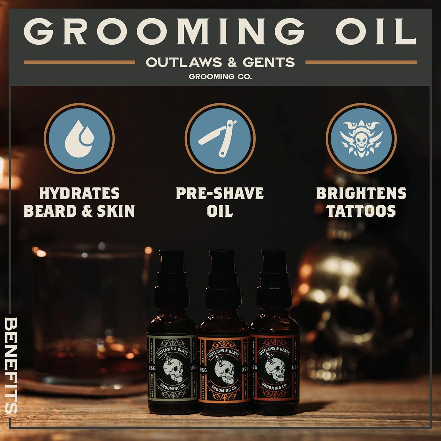 Outlaws & Gents Grooming Co Grooming Oil - All-Natural Beard and Hair Oil for Men - Moisturizes and Softens Hair, Reduces Itchiness and Flakiness (Pine & Cedar)