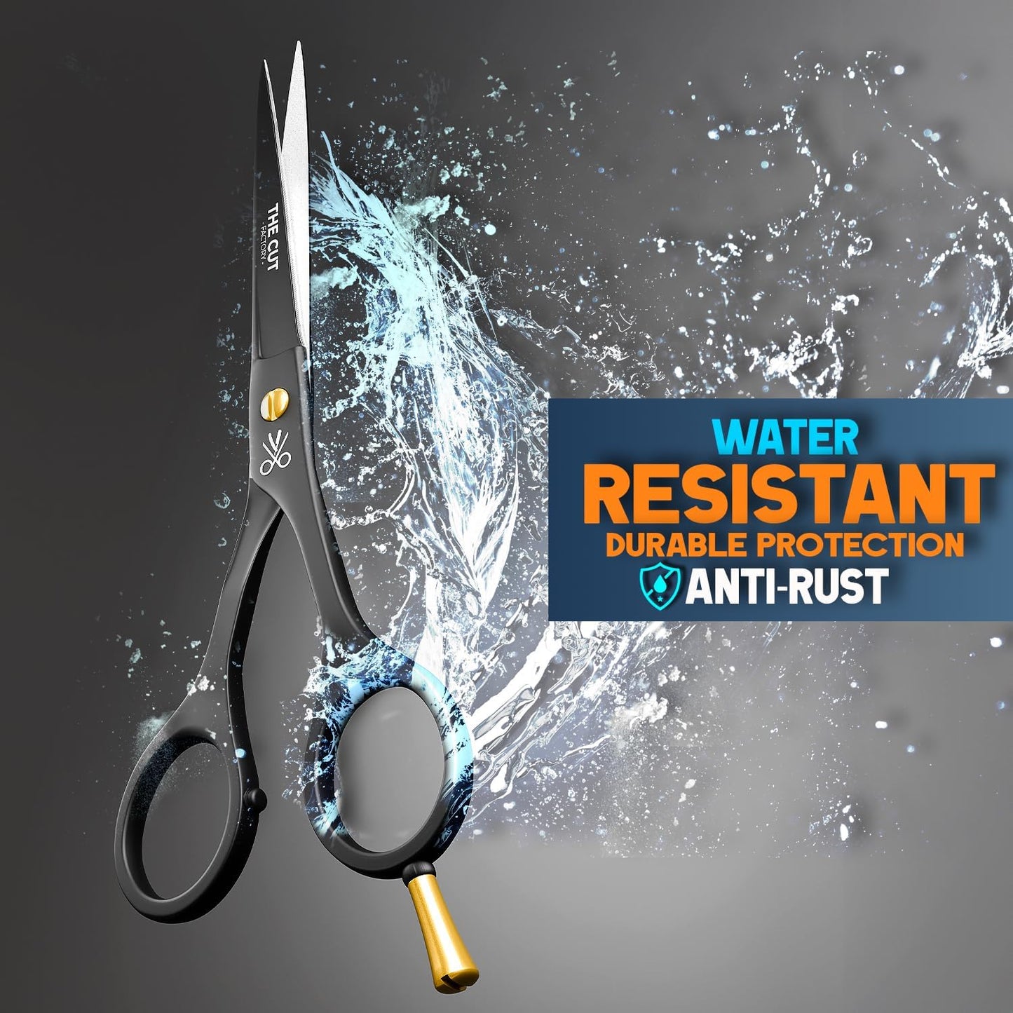 The Cut Factory® 6.5” Matte Black Luxury Hair Scissors – Ultra-Sharp High Carbon Steel Barber Shears for Men, Women & Kids – Gift-Boxed with Leather Pouch – Precision Cutting for Salon & Home