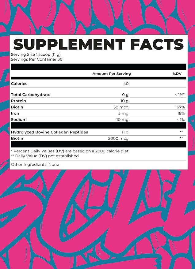 BOA Collagen - All Natural Hydrolyzed Protein Collagen with Biotin and Iron - Promotes Hair, Skin and Nails - Supports Healthy Joints - Unflavored - 30 Servings