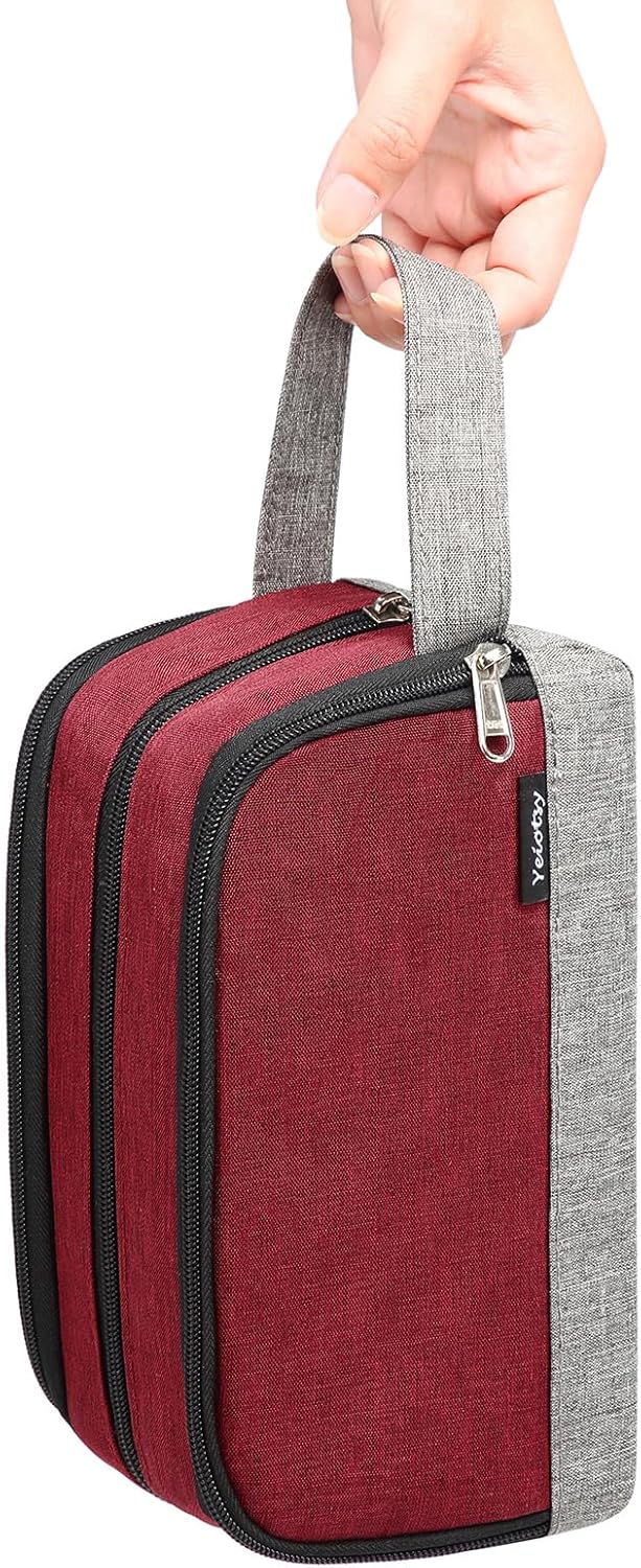 Yeiotsy Men's Travel Toiletry Bag – Color Clash Dopp Kit with Mesh Pockets, Durable Shaving Organizer for Gym, Camping & Weekend Trips
