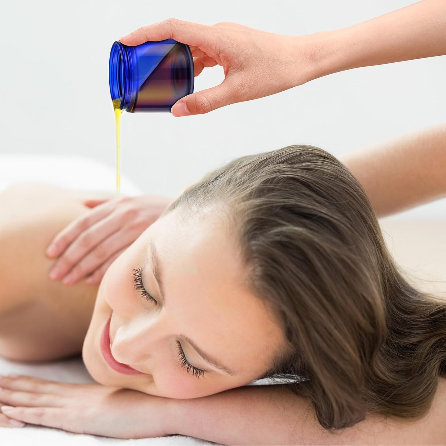 Tecohouse 4 oz Glass Jars with Lids, 48 Pack Blue Cream Canning Mason Jars with Lids, White Labels & Inner Liners, Empty Airtight Round Clear Slime Containers for Spice, Lotion, Ointments