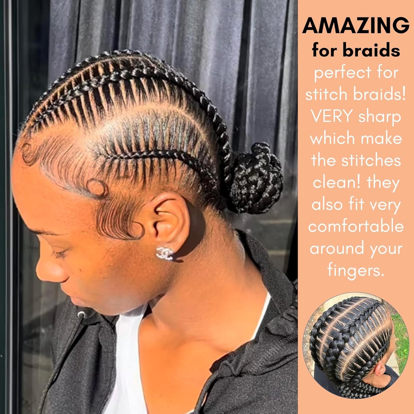 Quick Braid Aid Finger Parting Tool - Stainless Steel Stitch Braiding Tools for Durable Dreadlocks Wig & Installation of Weave Hair Human Extensions Beader Tools (Copper Color)