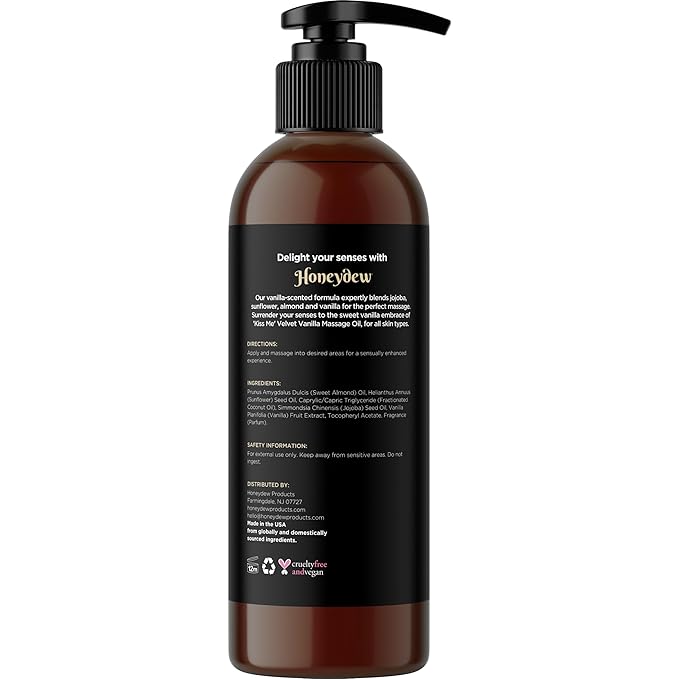 Vanilla Sensual Massage Oil for Couples - Relaxing Full Body Massage Oil for Date Night with Moisturizing Coconut and Sweet Almond Oil - Vegan Non Staining Non Greasy Silky Smooth Gliding Formula