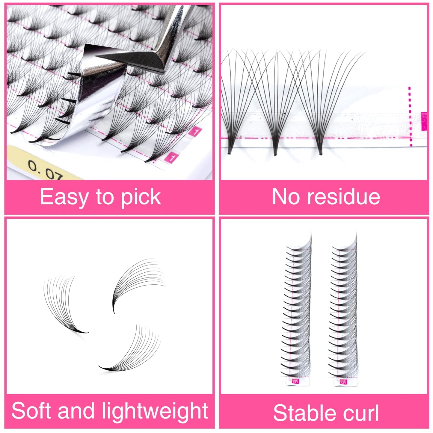 TDANCE Premade Fans Eyelash Extensions 320 Fans Pre Made Fans Lash Extensions Middle Stem Heat Bonded Premade Lash Fans Volume Lash Extensions(320-10D-0.07-C-8-15mm)