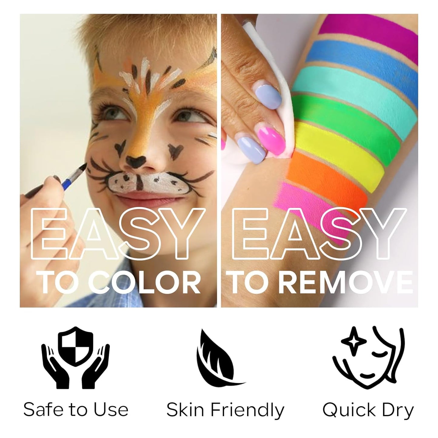 Black Red Face Body Paint Makeup Foundation 30 g, Water Activated Cream to Powder Face Body Paint Makeup for Halloween Costume Cosplay Theater Stage Dress-Up Makeup, Matte Finish, Non Toxic