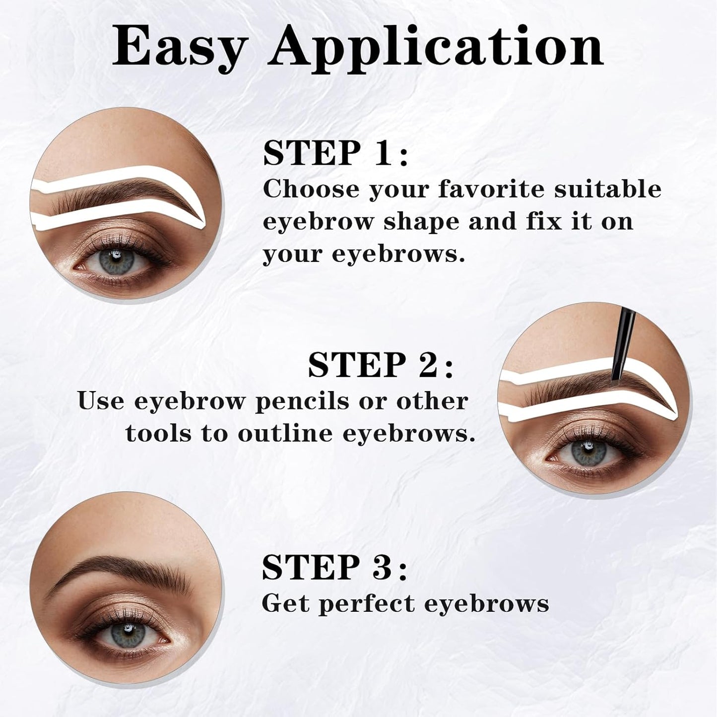 60 Pairs Eye Brow Stencils for Women, 3 Style Disposable 3-Style Eyebrow Stencils for Shaping, Adhesive Templates for Shaping Tinting Airbrush Makeup