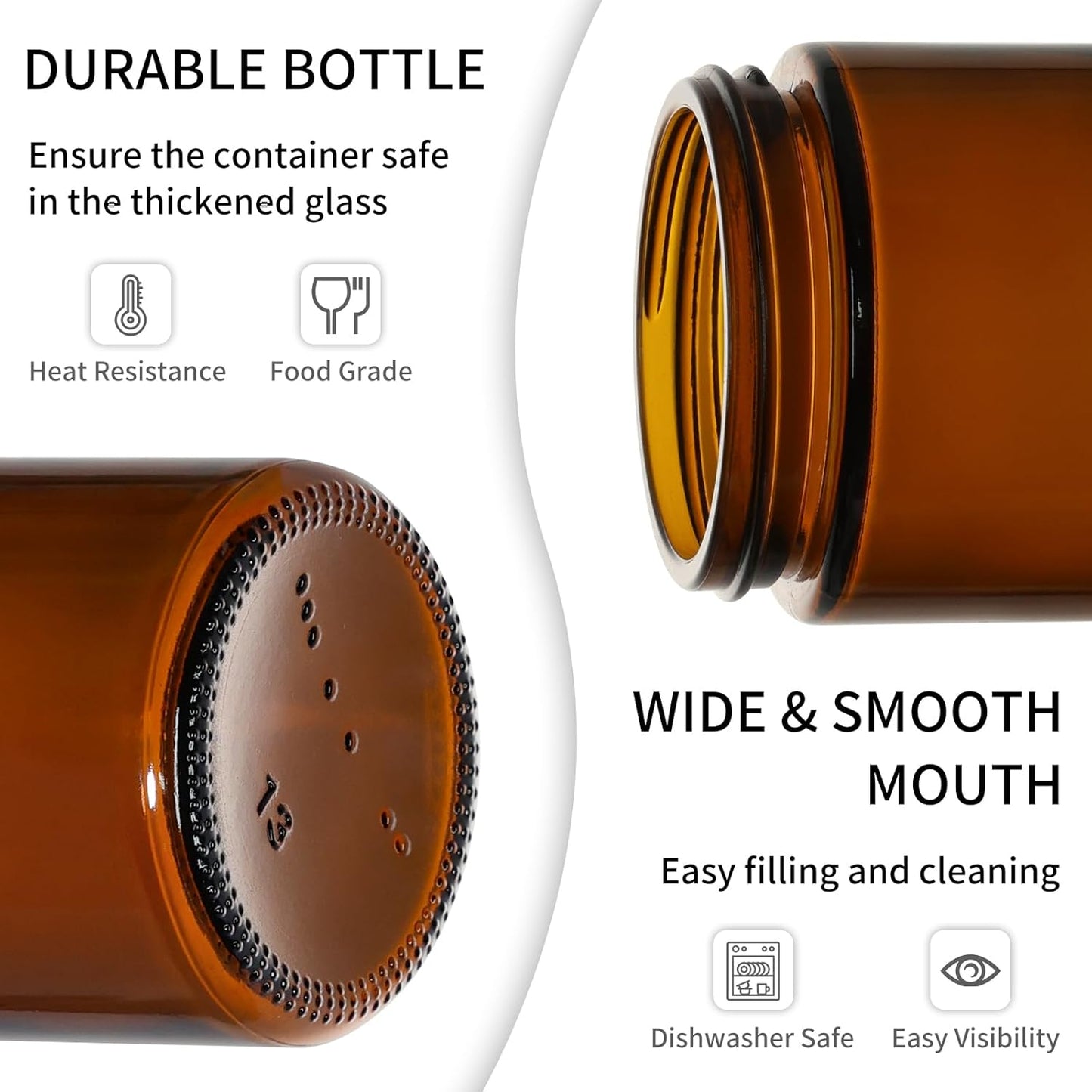 KEYWING 2oz Small Glass Jars with Black Lids, 48 Pack Amber Glass Cosmetic Jars, Round Empty Sample Container with Inner Liners for Lotions, Cream, Powders and Ointments