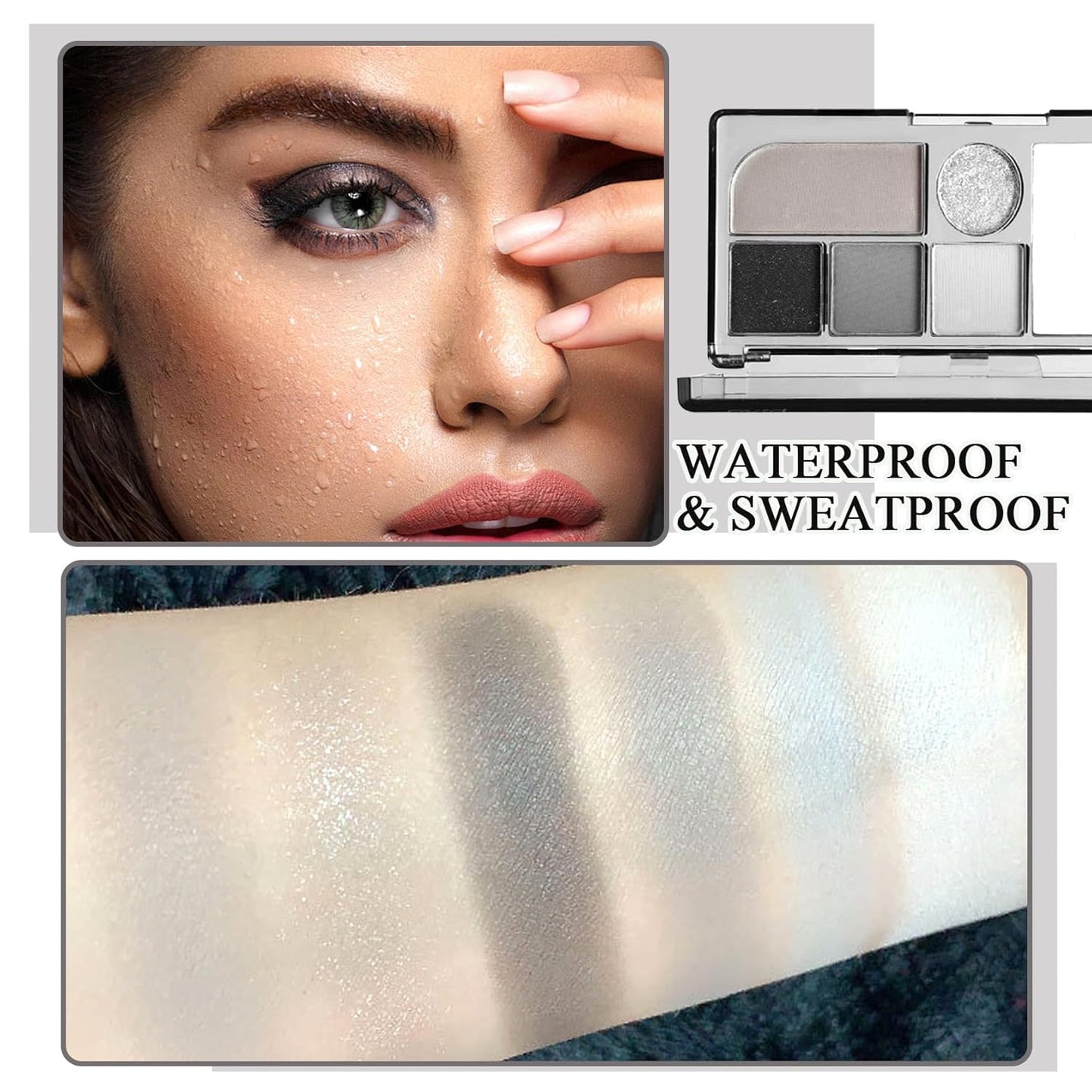 Black Grey Smoky Eyeshadow Palette,15 Colors Matte Shimmer Pigmented Eye Shadow Makeup Palette Set with 3 Eyeshadow Brushes,Glitter Eyeshadow Makeup Palette for Daily Halloween Goth Makeup(L)