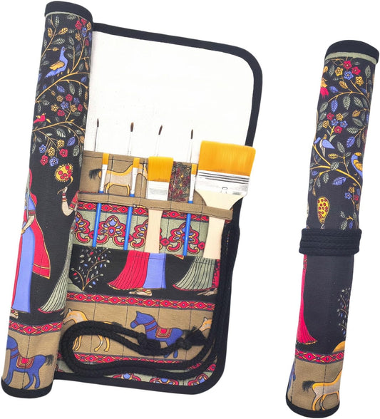 Funny live Paint Brush Holder Art Supplies, Artist Paint Brush & Storage Organizer Roll-Up Case Bag, Protect Acrylic Oil Watercolor Paintbrushes (Blissful Tree 20 Slot Pockets)