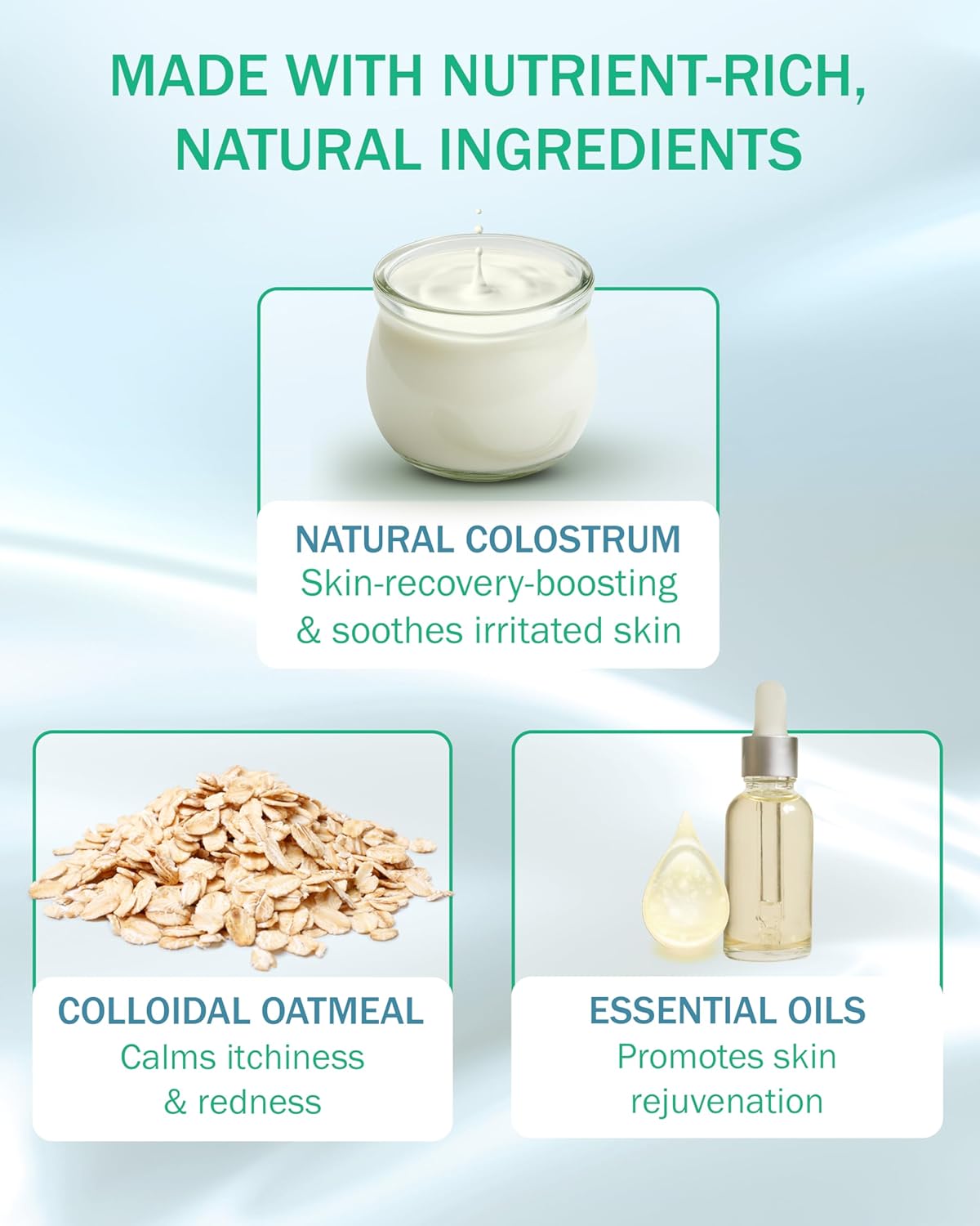 Eczema Cream Body Wash Sensitive Skin for Women & Men - Moisturising Bodywash with Colostrum & Colloidal Oatmeal bath - Gentle Cleanser for Dry Skin, Redness & Irritation, 16 fl oz, Made in USA