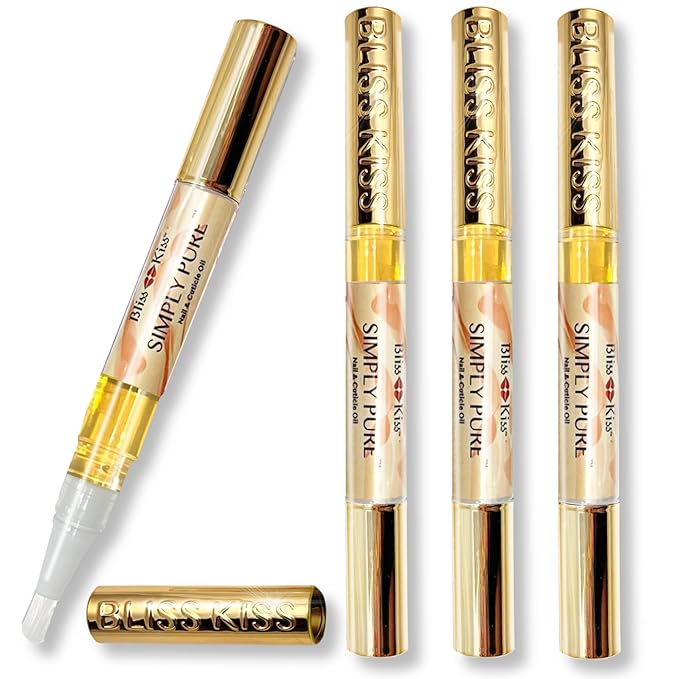 Bliss Kiss | 4 Pumpkin Spice Latte Scent Nail | Oil Cuticle Pen w/Vitamin E & Jojoba⏤Nail Strengthener Nail Growth Serum for Brittle Peeling Breaking Thin Nails