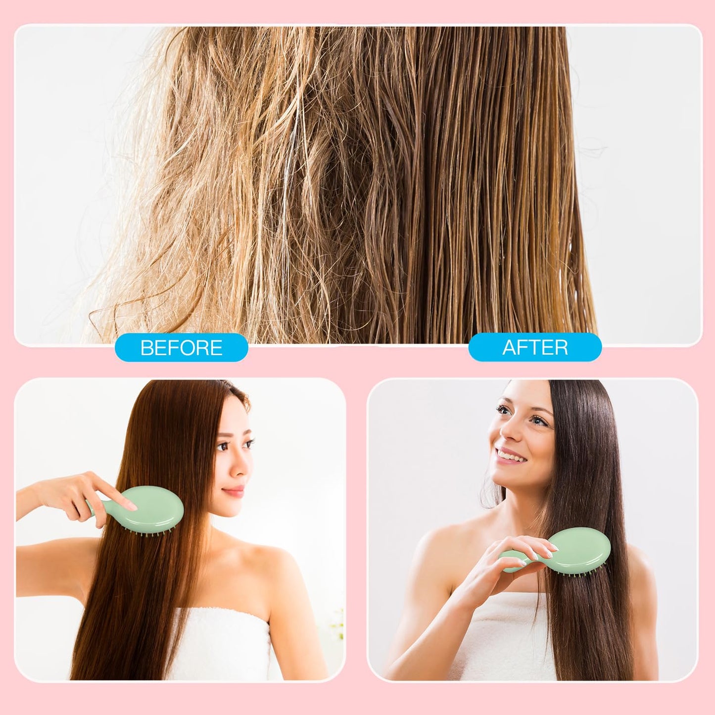 100 Pieces Mini Wet Hair Brush, Travel Detangling Brush, for Most Hair Types, with Ease Knots Without Tears or Breakage, Multicolor