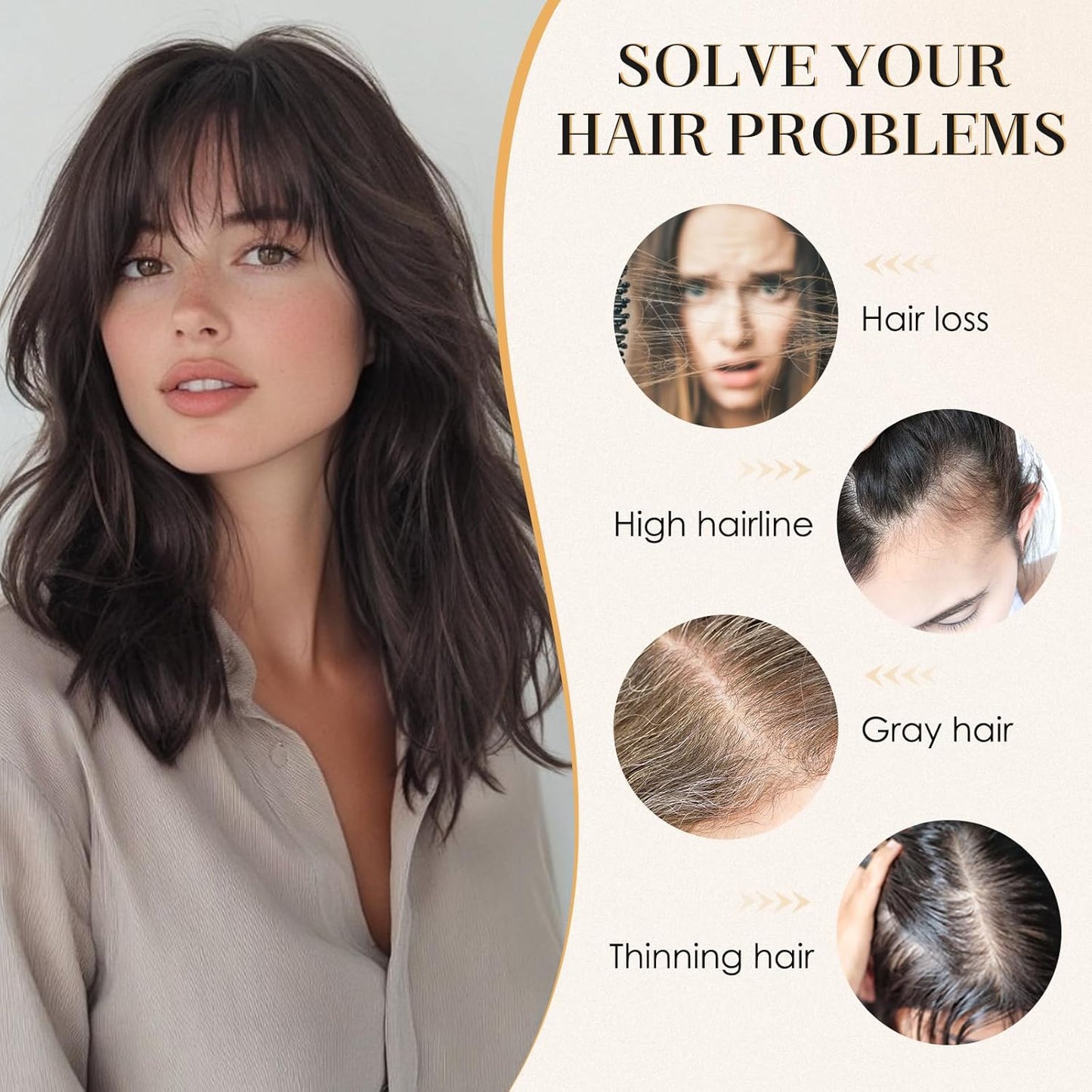 S-noilite Bangs Hair Clip,360° 3D Cover Real Natural Black Clip in Bangs Human Hair Toppers for Women With Wispy Bang Daily Wear