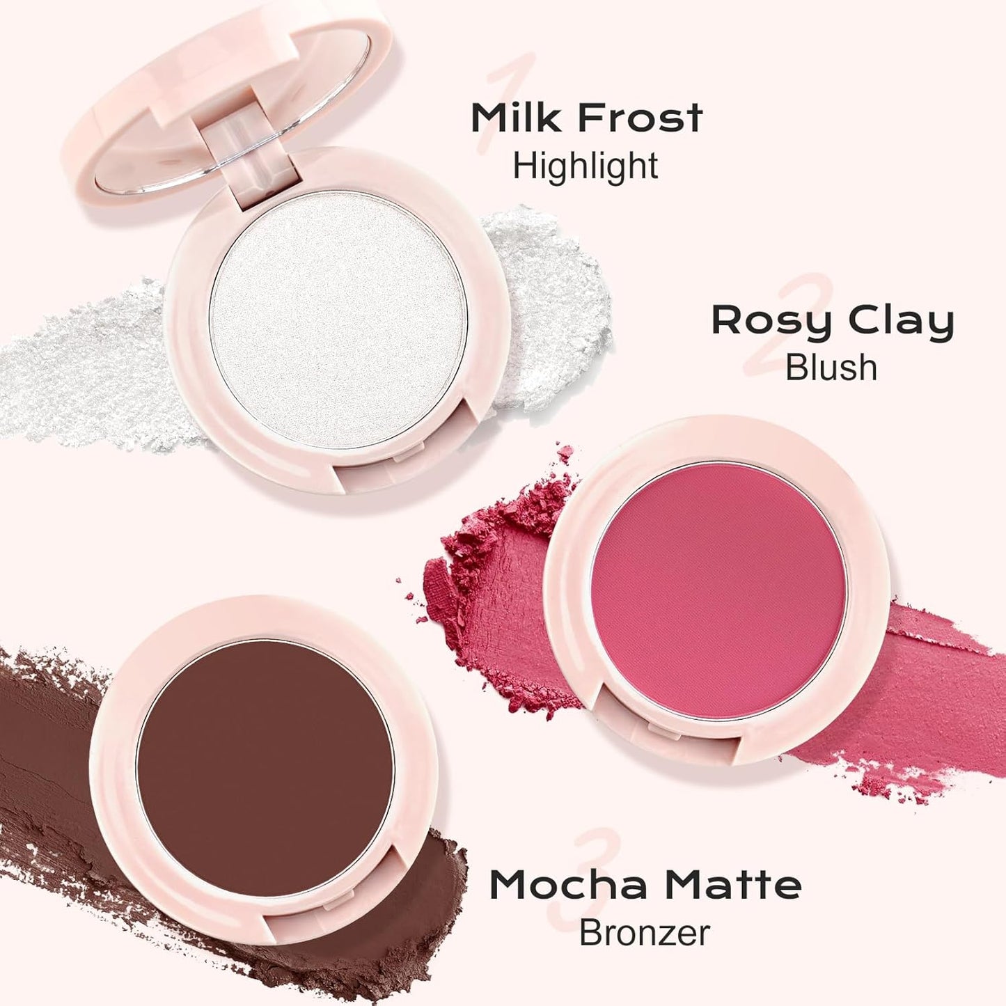 Color Nymph Ultra-Creamy Blush Highlighter Bronzer Stackable Makeup Palette | 3-IN-1 Multiuse Matte & Long-Lasting Cream Powder, Makeup Stacks for Travel | Vegan & Cruelty-Free - Sunset Kiss