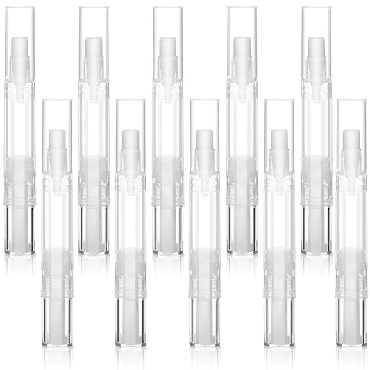 10 Pack 5 ML Cuticle Oil Pens, Empty Nail Oil Pen Transparent Twist Pens with Brush Tip Cosmetic Lip Gloss Containers Applicators Eyelash Growth Liquid Tube