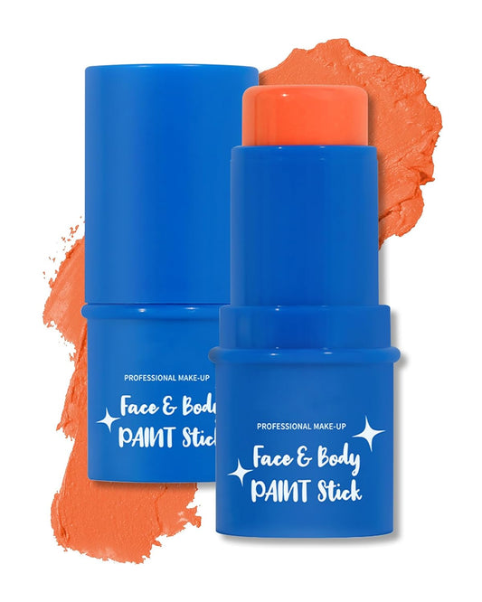 Orange Face Paint Stick, Waterproof Highly Pigmented Full Body Paint for Adults, Orange Eye Black Stick for Baseball Sports, Body Face Painting for Halloween SFX Cosplay Makeup-02