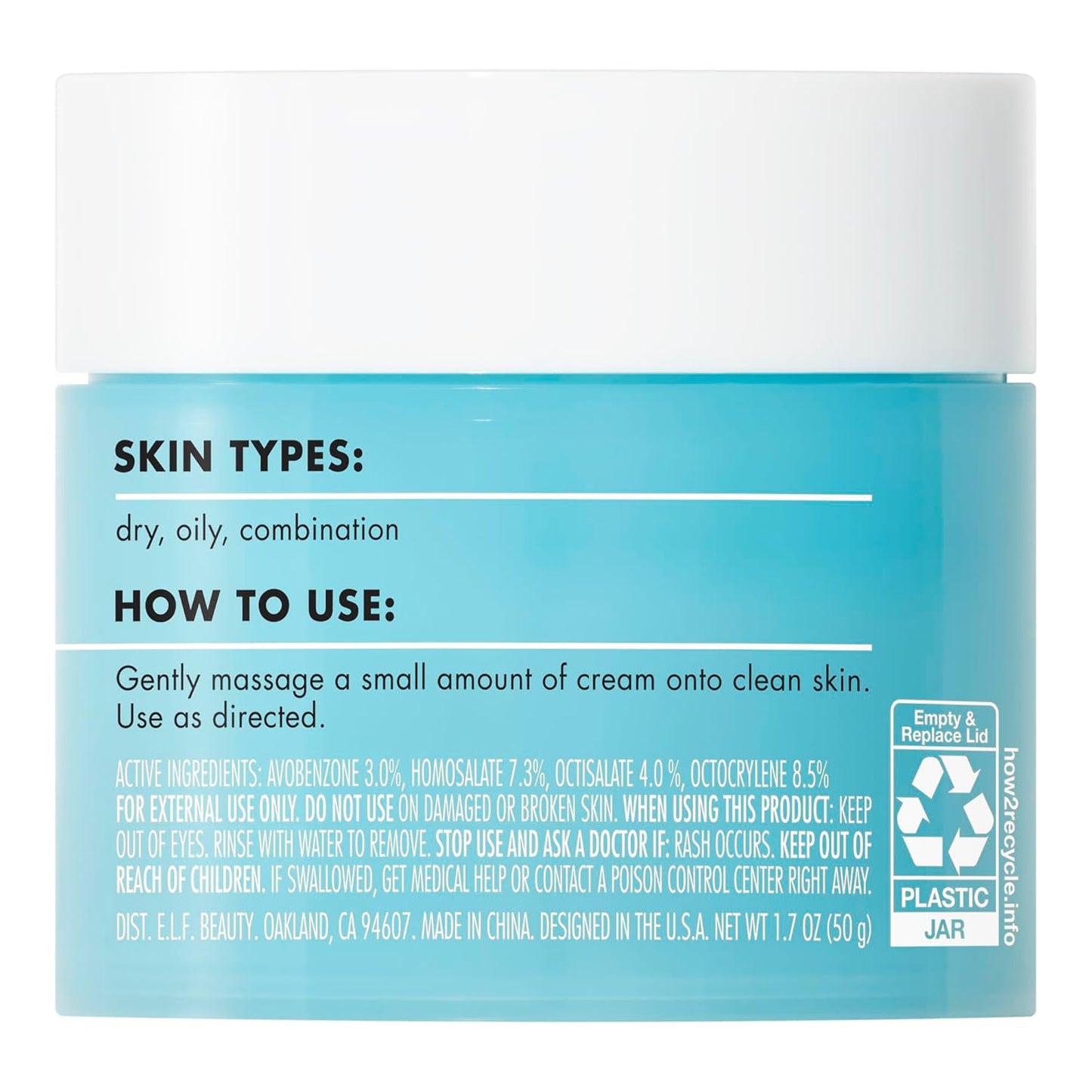 e.l.f. SKIN Holy Hydration! Face Cream - Broad Spectrum SPF 30 Sunscreen, Moisturizes & Softens Skin, Quick-Absorbing & Ultra-Hydrating, 1.7 Oz (50g)