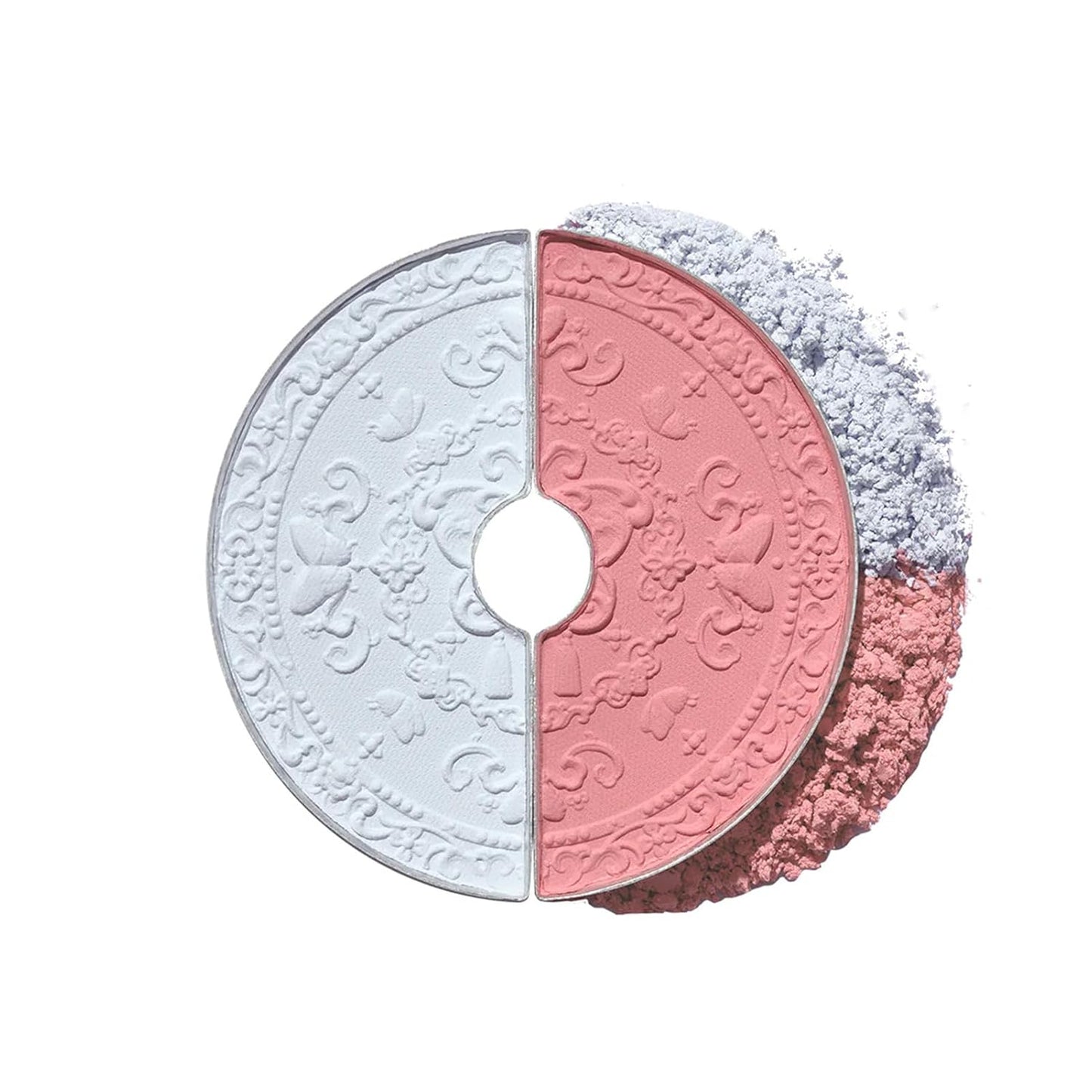 Flower Knows Butterfly Cloud Collar Rouge Box Highlighting & Blush Duo Powder,Blue+Pink Matte Finish Blush & Highlighter Palette,Buildable & Blendable Makeup Blush for cheeks(02 Seaborne Moon)