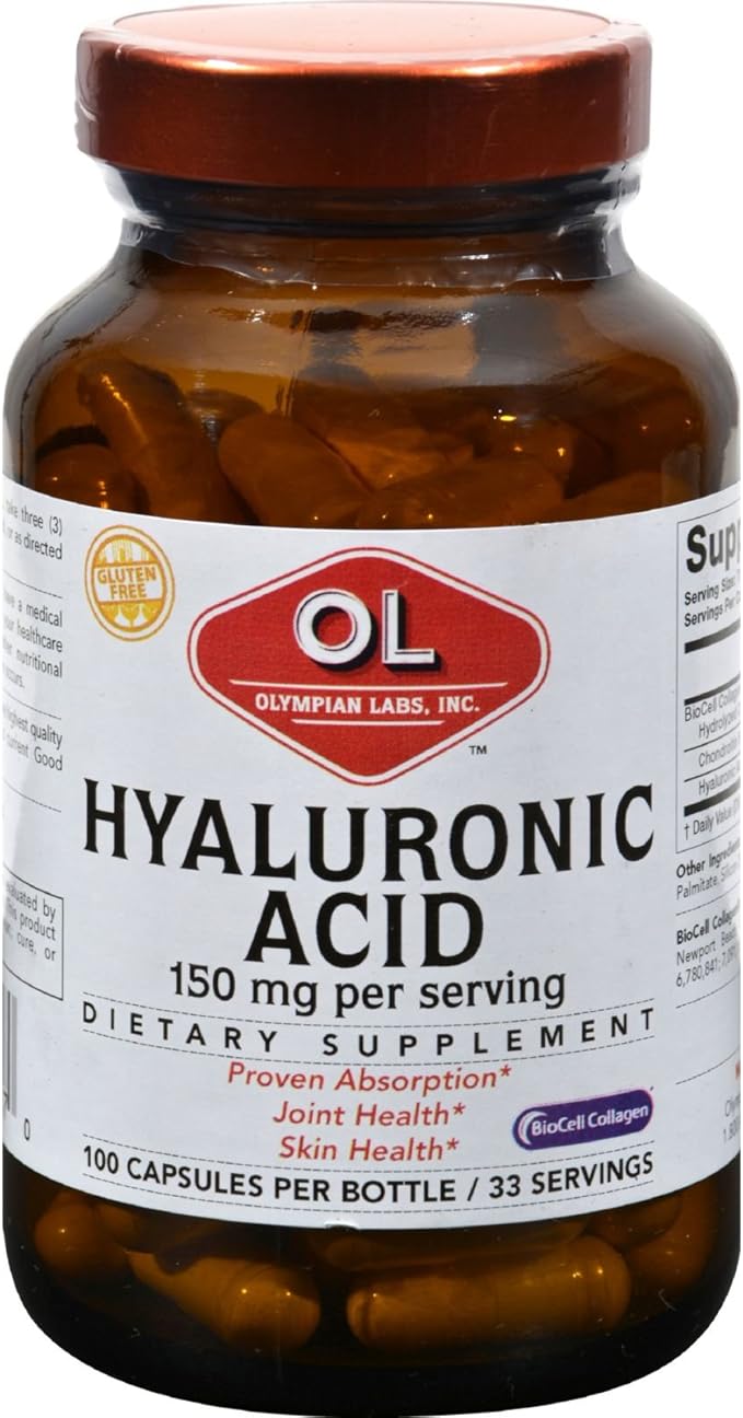 Olympian Labs Hyaluronic Acid 150mg | 99 Capsules | Support Healthy Connective Tissue and Joints - Promote Youthful Healthy Skin