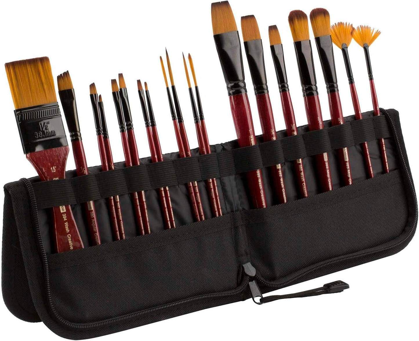 Creative Mark Folding Paint Brush Easel & Travel Case 9" Long - Compact Brush Holder Organizer for Short Handled Paintbrushes - Durable Paint Brush Bag for Storage - Holds up to 20 Brushes