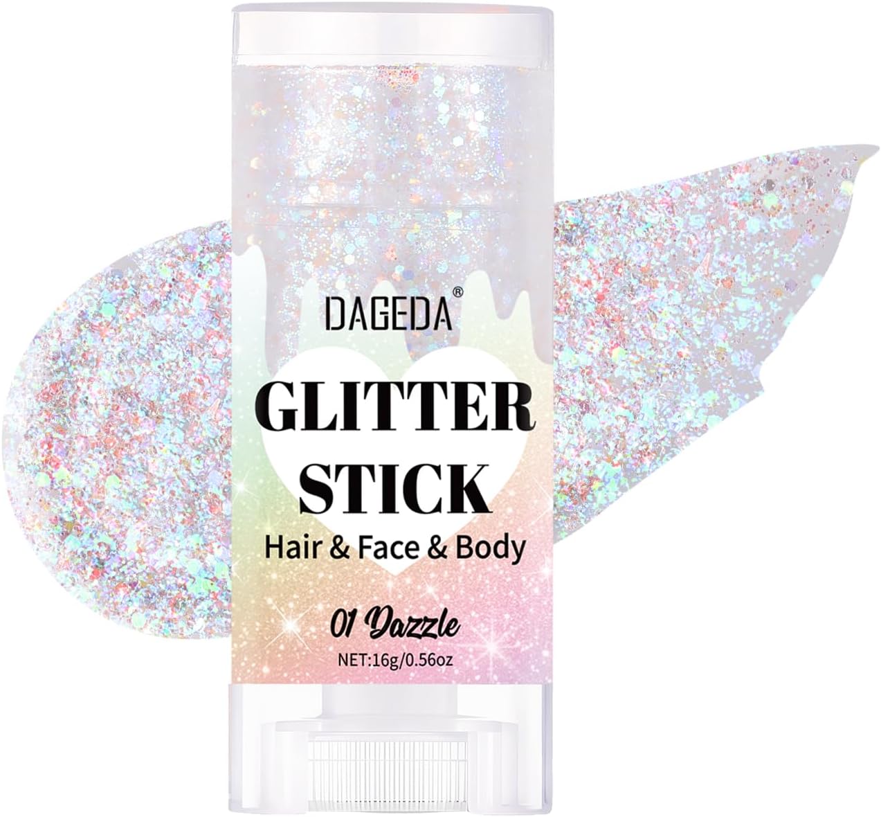 DAGEDA Dazzle Body Glitter Stick,Sparkly Face Glitter Makeup,Holographic Hair Glitters Mermaid Makeup Rave Outfits for Women, Shimmer Face Paint Stick Singer Concert Accessories
