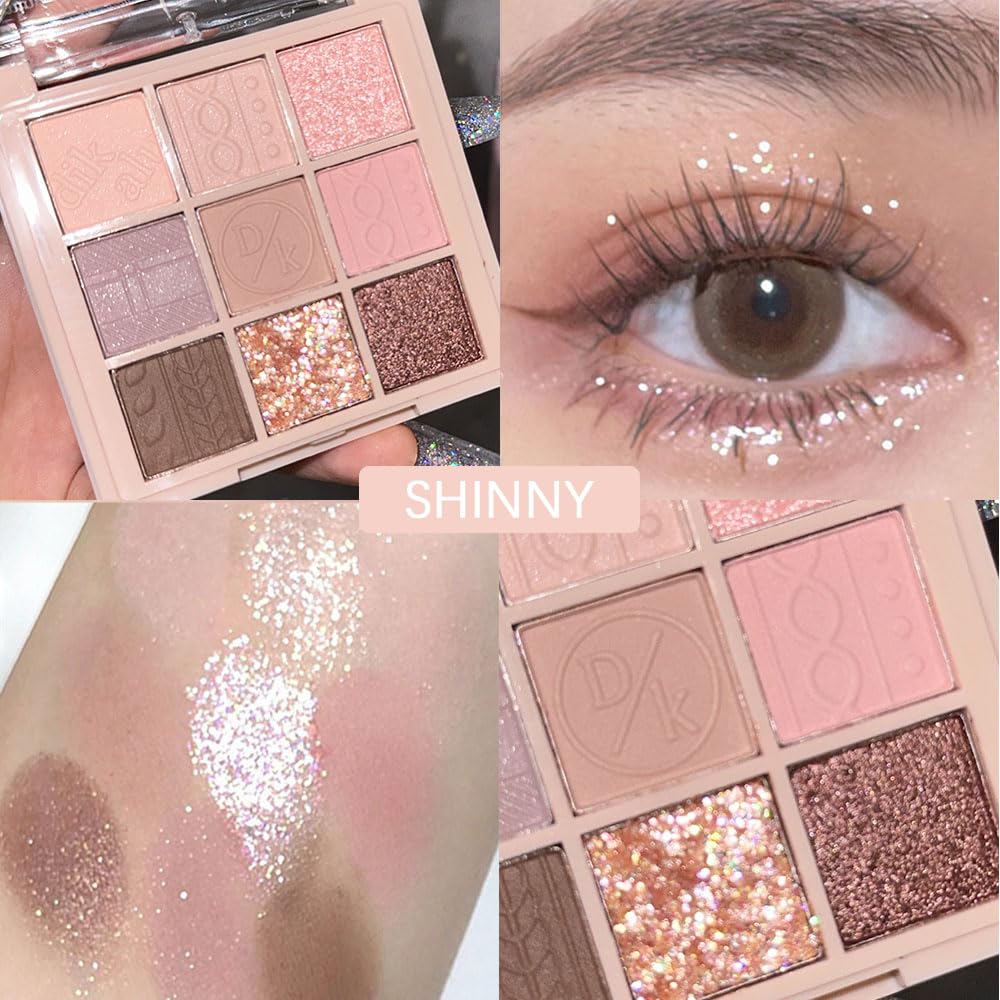 9Colors Eye Shadow Palette Makeup,Pink Rose Gold Purple Mauve Neutral Travel Eyeshadow Palette Long Lasting Waterproof Naturing-Looking Eyeshadow Palette Travel Size Gift Kit