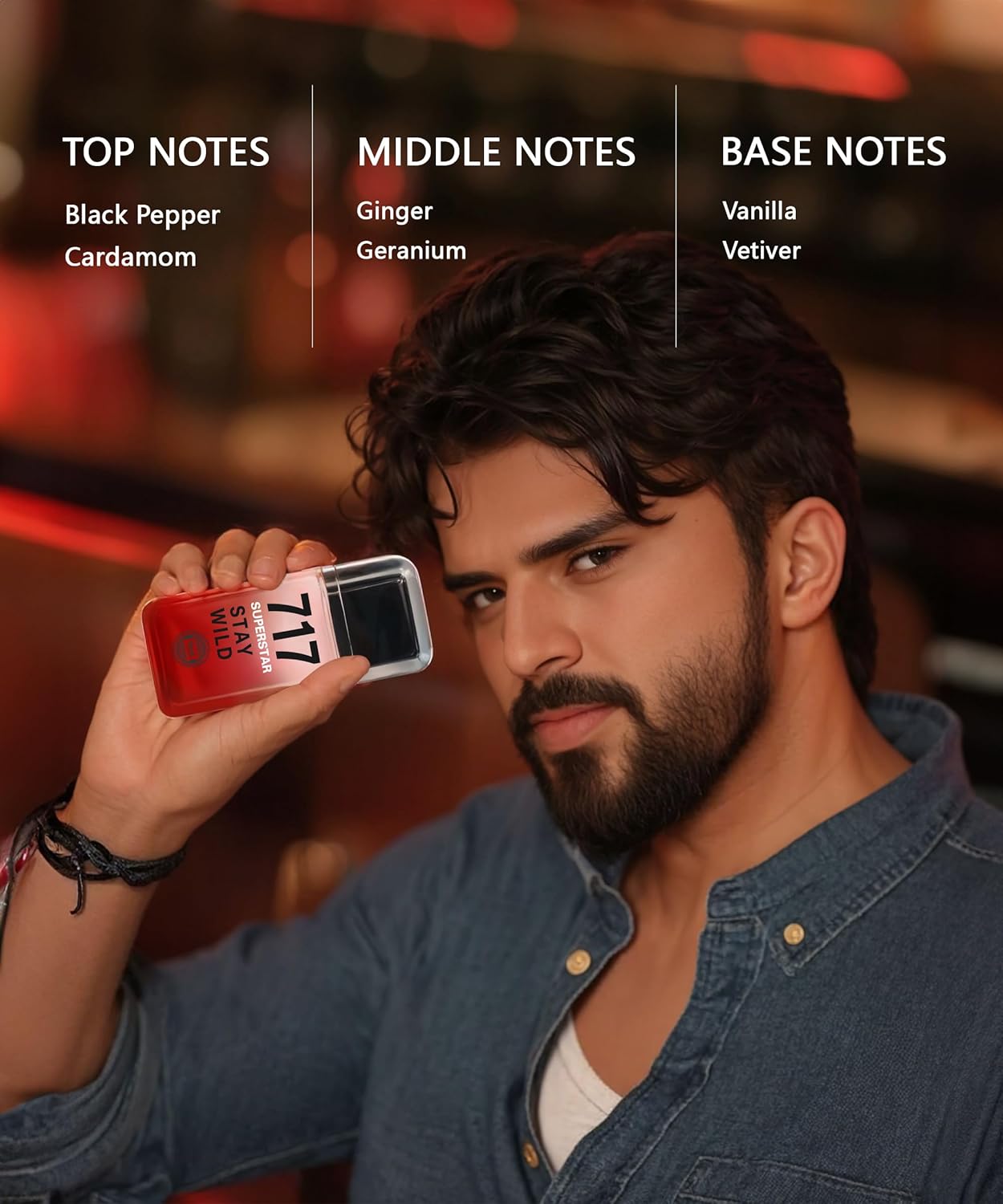 Hybrid & Company 717 Super Star Stay Wild For Men Eau De Toilette Vaporisateur Natural Spray 3.4 Fl Oz